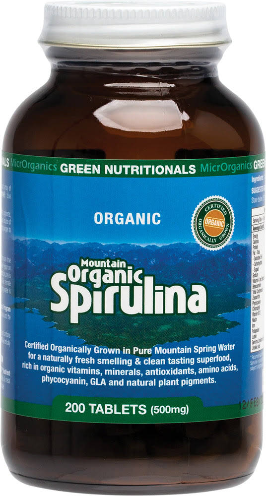 Green Nutritionals Organic Mountain Spirulina 200 Tablets